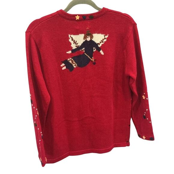 Vtg Quacker Factory Embroidered Cardigan Sweater I Believe in Angel Christmas - Picture 4 of 9